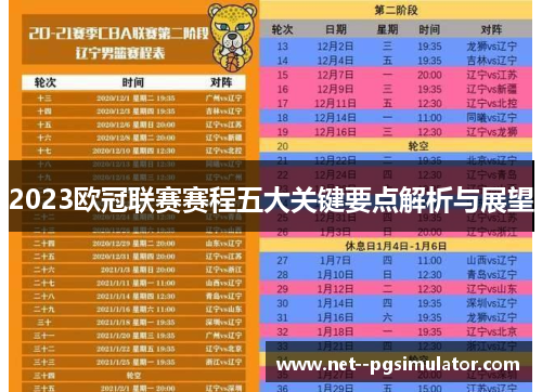 2023欧冠联赛赛程五大关键要点解析与展望